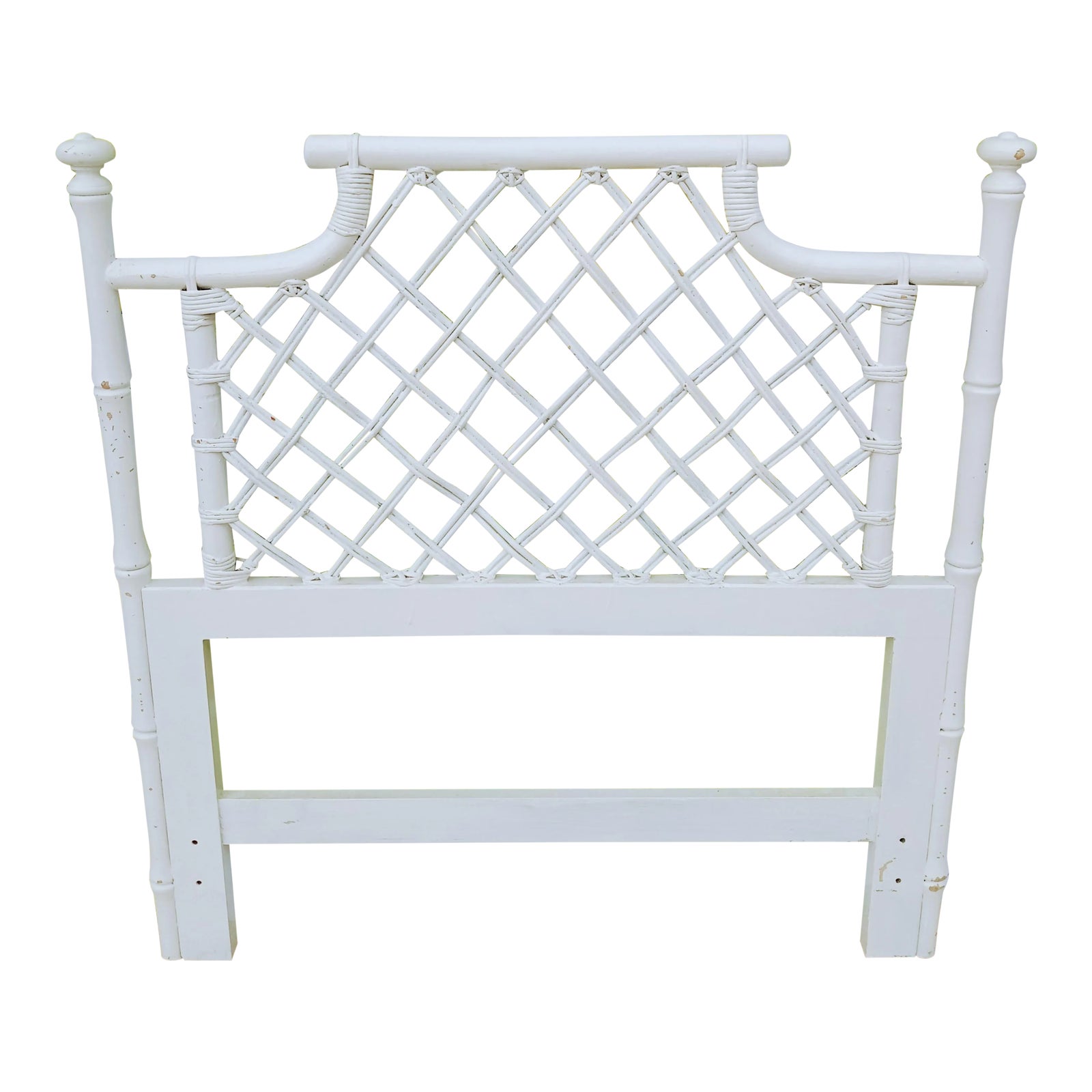 Vintage Ficks Reed White Pagoda Palm Beach Regency Style Twin Headboard ...
