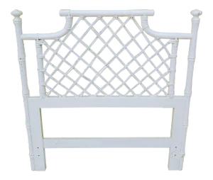 Vintage Ficks Reed White Pagoda Palm Beach Regency Style Twin Headboard