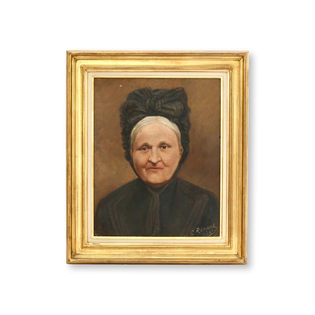 1932 French Oil on Canvas Portraits, Pair For Sale In Los Angeles - Image 6 of 8