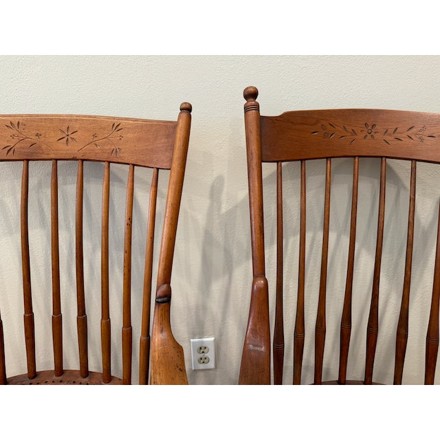 Wood Late 19th Century Antique Pressed Back Armchair (Pair) For Sale - Image 7 of 14