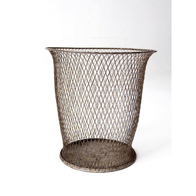 Antique Industrial Wire Wastebasket For Sale - Image 12 of 13