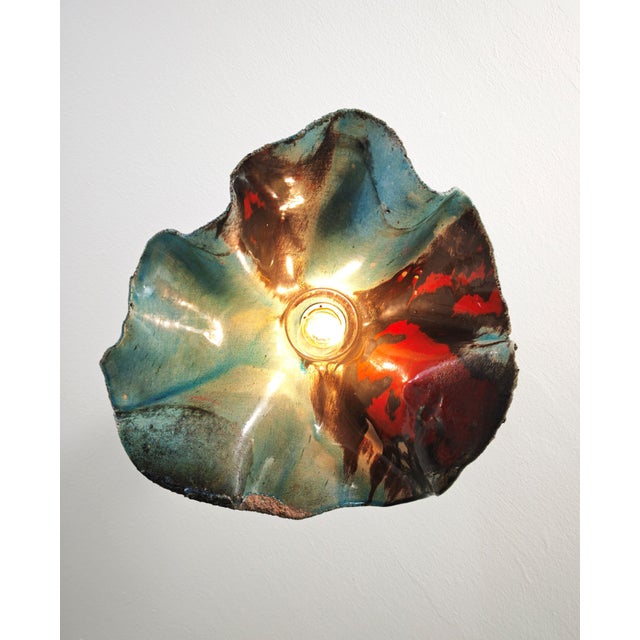 Mid-Century Modern Pendant Lamp in Black, Turquoise and Red Polychrome Ceramic, Italy, 1960s For Sale - Image 11 of 18