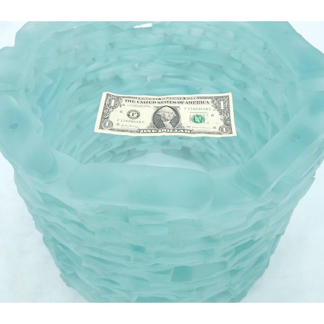 Fused Glass "Ice" Blocks Round Base Studio Made 3/4" 48" Glass Top Coffee Table.