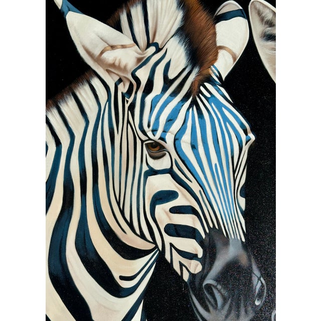 2020s Zebra Oil Painting by P. Charles For Sale - Image 5 of 7