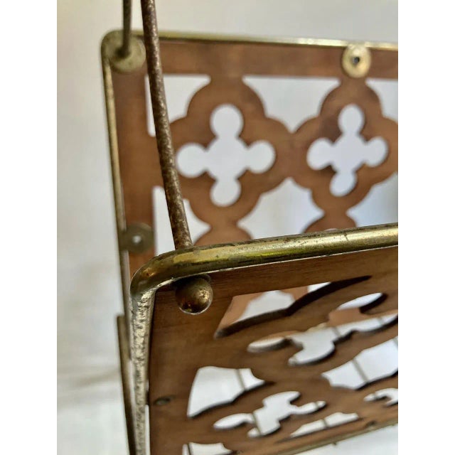 Coffee Mid Century Modern Quatrefoil Wood & Metal Magazine Rack For Sale - Image 8 of 13