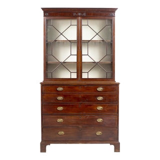 George III Desk Bookcase with Drawers For Sale