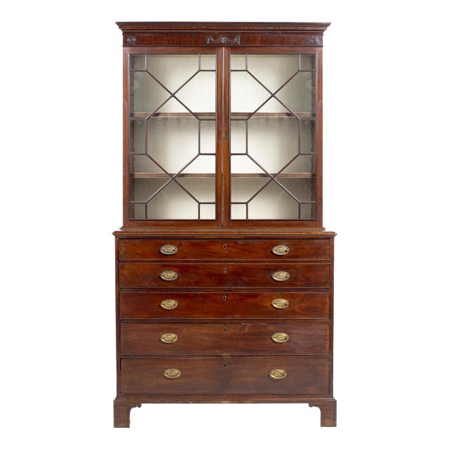 George III Desk Bookcase with Drawers For Sale