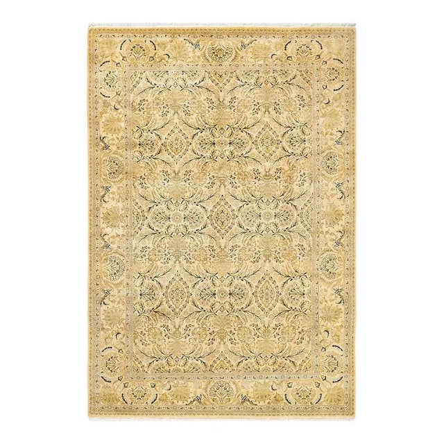 Mogul Collection Hand-Knotted Area Rug - Ivory 6' 2" x 8' 10" For Sale - Image 4 of 4
