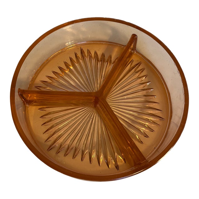 1900 Pink Depression Glass 3-Part Divided Candy or Nut Dish For Sale