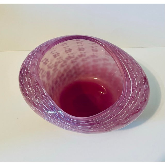 Late 20th Century Amethyst Latticino Studio Art Glass Vessel by Brian Higer For Sale - Image 4 of 6