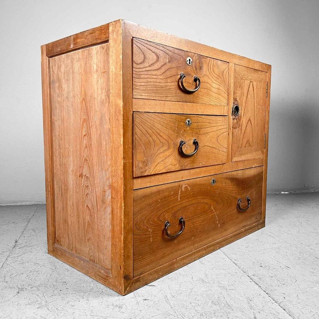 Beautiful storage cabinet with five drawers from Japan. The interior of this tansu is signed and dated (1938) by the...