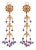 Stunning 22k Gold Amethyst Citrine Long Dangle Floral Earrings -LIQUIDATION, 2 pieces For Sale