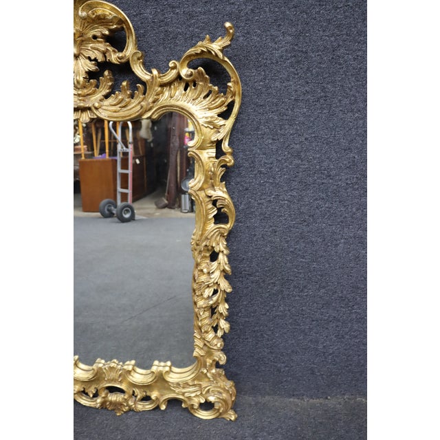 Rococo Italian Rococo Revival Hand-Carved Giltwood Wall Mirror For Sale - Image 3 of 14