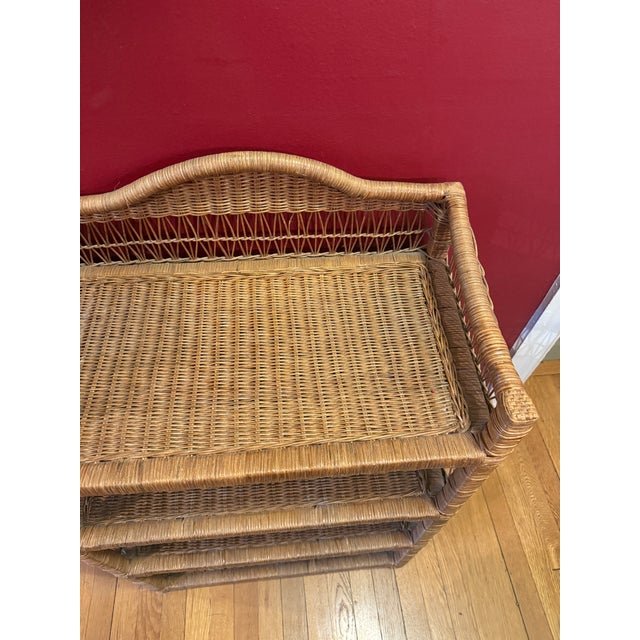 Late 20th Century Vintage and Rattan Four Shelf Bookcase Etagere For Sale - Image 5 of 10