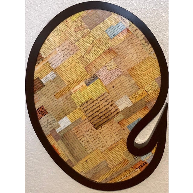 Andisheh Avini, Shaped Collage Painting in Carved Wood Frame Iranian American Contemporary Art, 2007 For Sale - Image 10 of 17