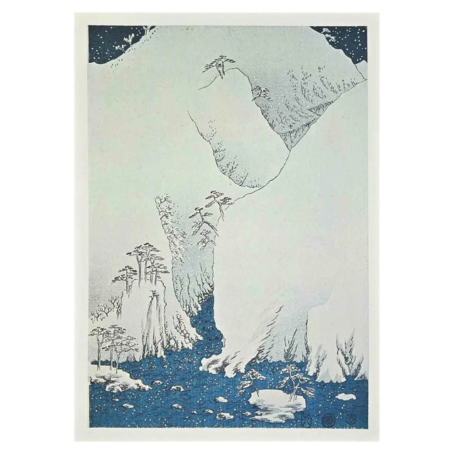After Utagawa Hiroshige, Snow Scene along Kiso Route, 20th Century, Lithograph For Sale