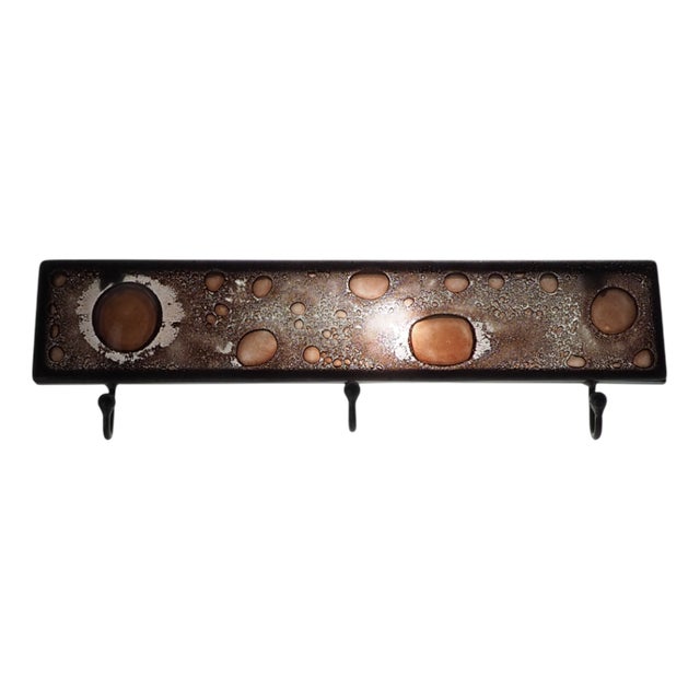 Brutalist Wall Coat Rack in Fused Glass and Cast Iron, 2010s For Sale