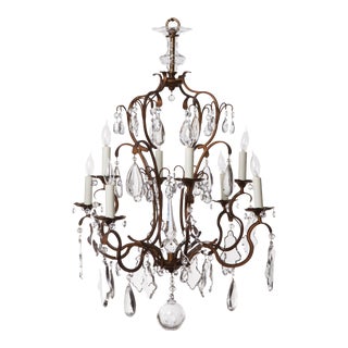 Bronze Neoclassical German Cut Crystal Obelisk Chandelier For Sale