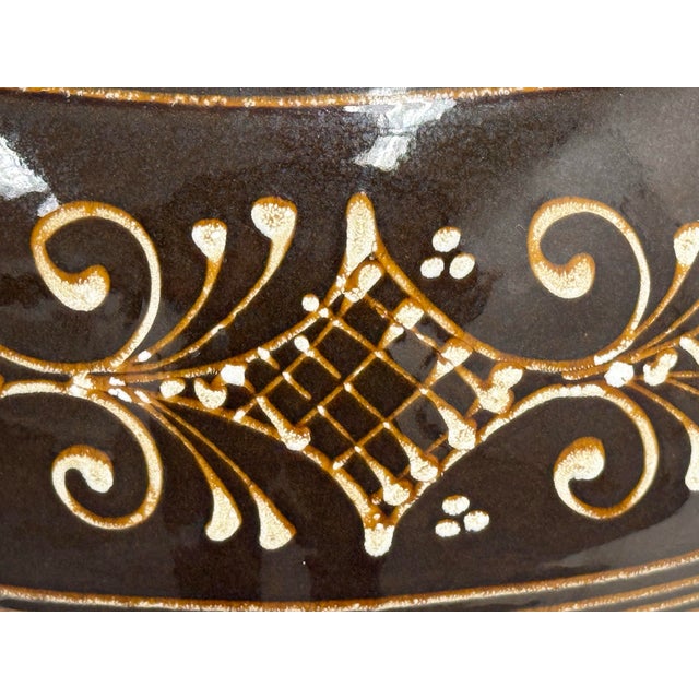 Hungarian Folk Art Double-Handled Pottery Vessel, Vintage For Sale - Image 9 of 12