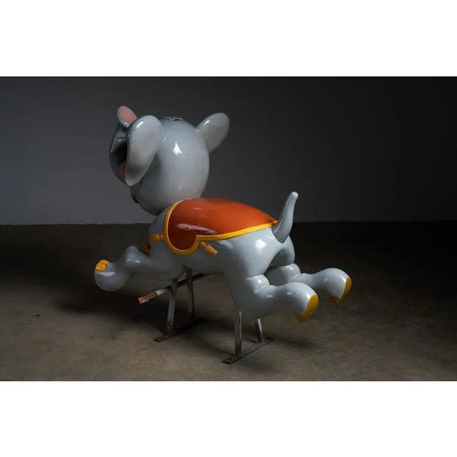 Wood Vintage Carved Wood Elephant Carousel Figure by Bernard Kindt, 1960s For Sale - Image 7 of 10