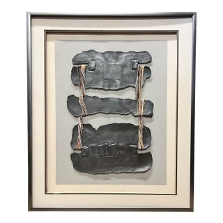 Vintage Framed Mixed Media "Linkage" Signed For Sale