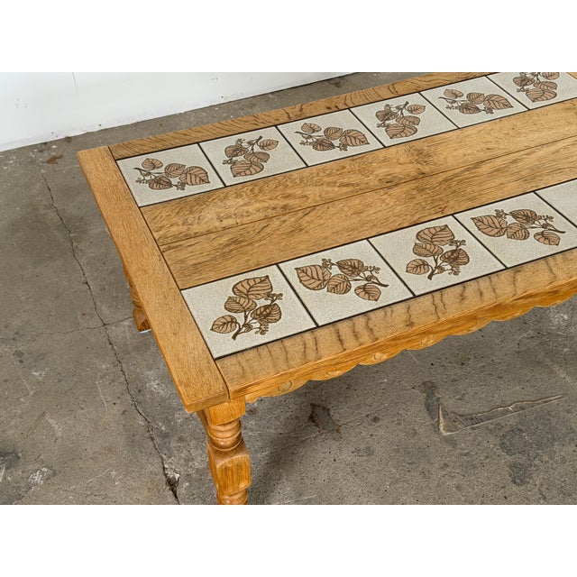 Brutalist Danish Oak Tile-Top Coffee Table from Henning Kjærnulf, 1960s For Sale - Image 6 of 8