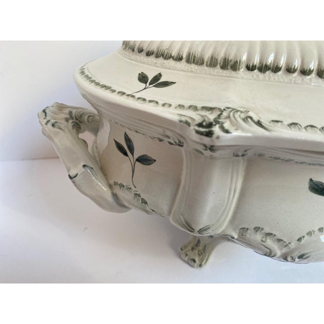 Antique White Vintage French Hand-Painted Faience Soup Tureen For Sale - Image 8 of 12