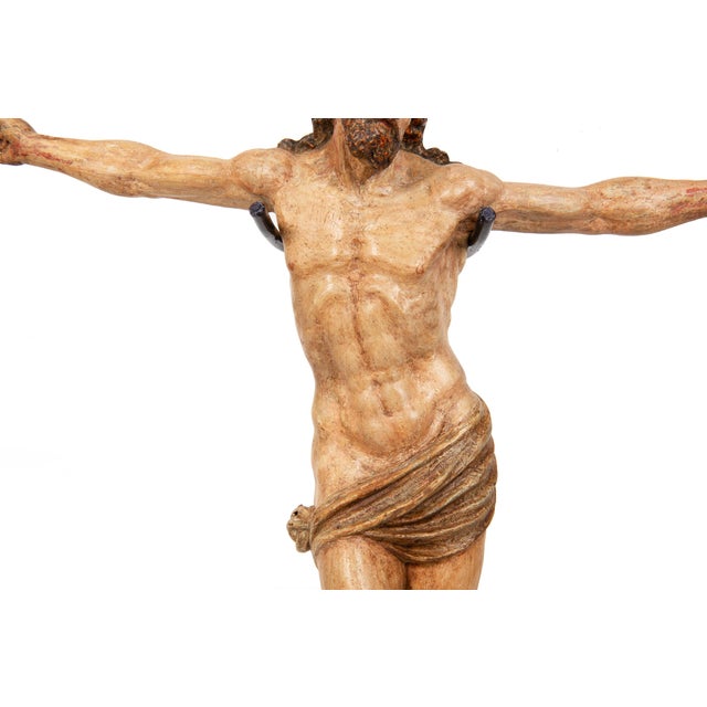Wood Spanish Polychromed Carved Corpus Christi Statue Sculpture, 18th/19th Century For Sale - Image 7 of 18