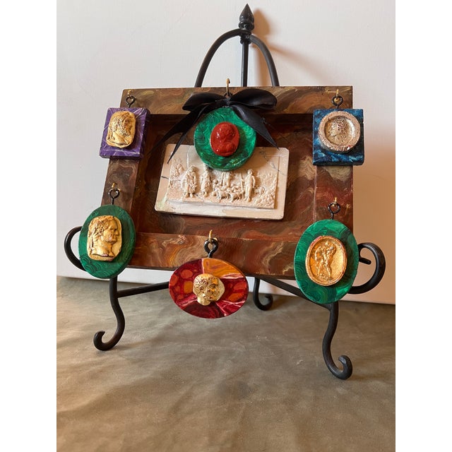 Italian Grand Tour Style Faux Marble Specimen Gilded Classical Intaglio Collection For Sale In Palm Springs - Image 6 of 15