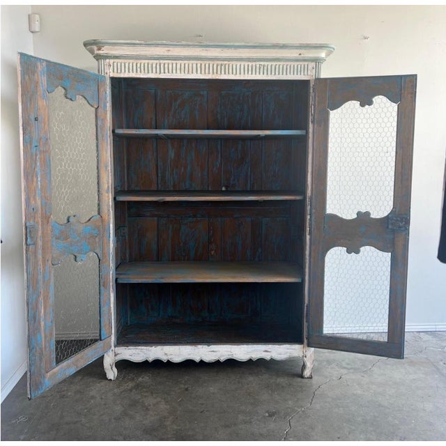 French 19th C. French Painted Armoire For Sale - Image 3 of 18
