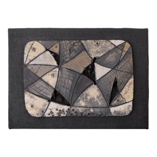 Vintage Abstract Brutalist Ceramic & Nail Art Wall Sculpture For Sale