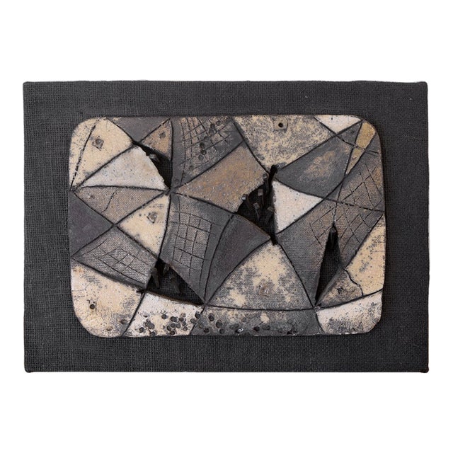 Vintage Abstract Brutalist Ceramic & Nail Art Wall Sculpture For Sale