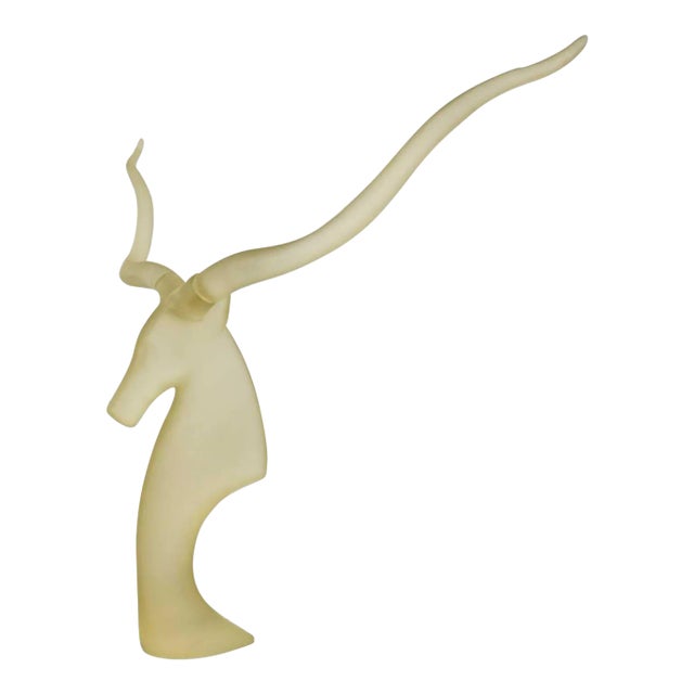 Vintage Modern Frosted Lucite Kudu Sculpture by David Fisher for Austin Sculptures For Sale