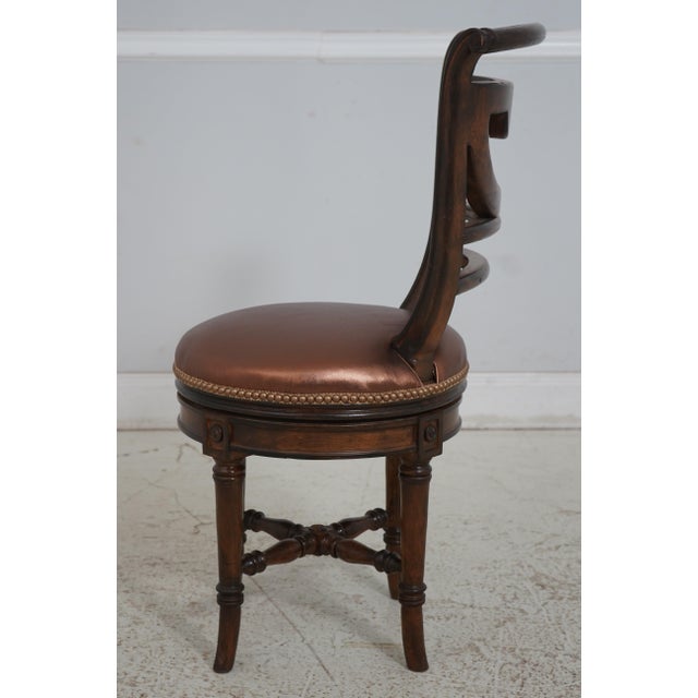 Traditional Revolving Seat Regency Style Piano or Vanity Stool For Sale - Image 3 of 12