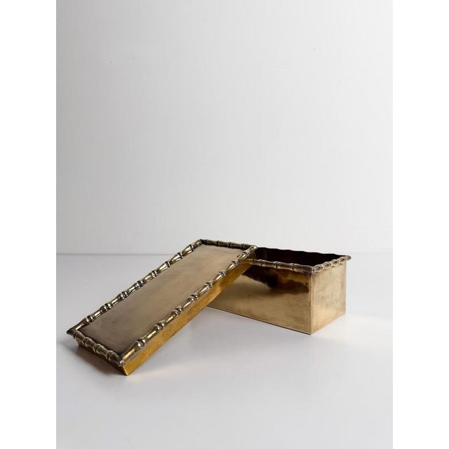 Mid-Century Modern Brass Faux Bamboo Box attributed to Maison Baguès, 1970s For Sale - Image 16 of 18