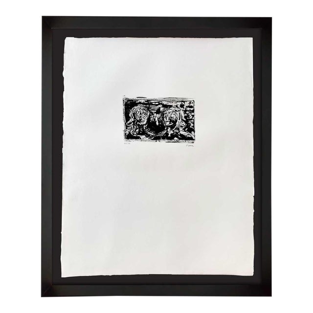 Henry Moore Hand Signed Lithograph Original, "Two Heads" For Sale