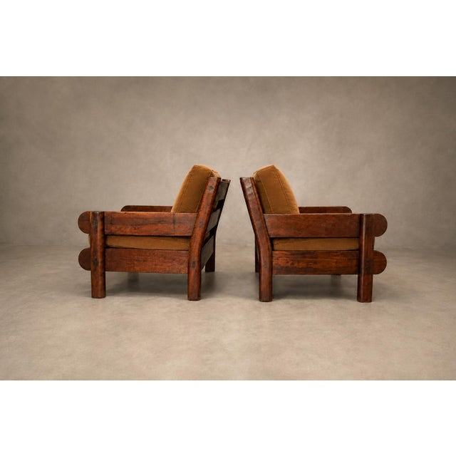 Brazilian Modern Armchair in Imbuia Wood and Cognac Velvet, Brazil, 1960s For Sale - Image 15 of 18