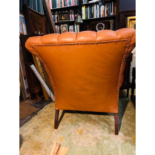 Wood A Carl Forslund Rip Can Lee Tufted Leather Arm Chair For Sale - Image 7 of 13