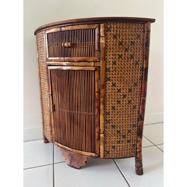 Burnt Bamboo Corner Table For Sale In Miami - Image 6 of 11