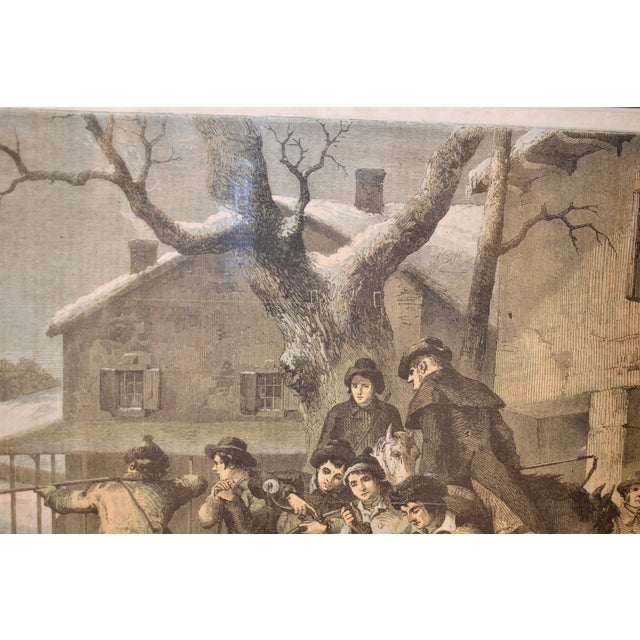 Wood Circa 1859 Framed American Turkey Shoot Sporting Scene For Sale - Image 7 of 15