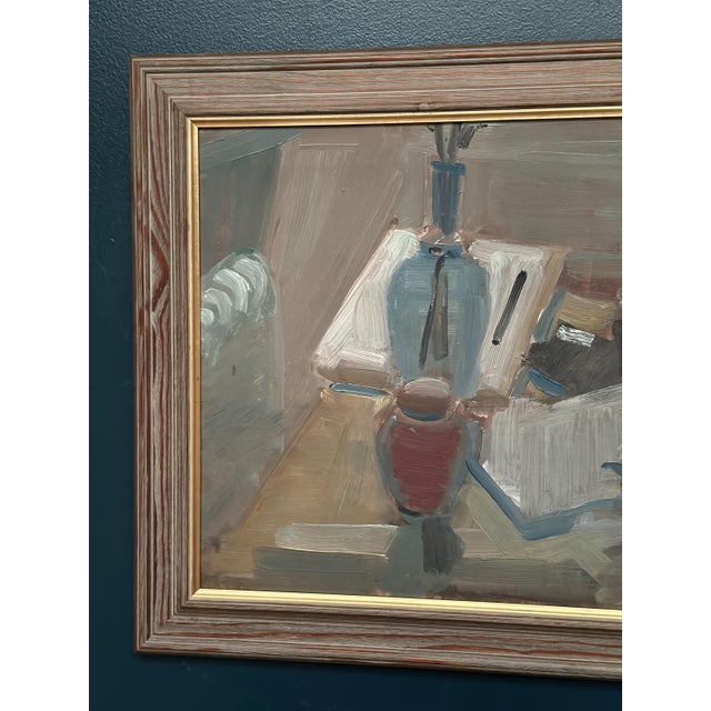 Mid-Century Modern Gösta Stawåsen, Vase and Books, 1950s, Oil on Canvas, Framed For Sale - Image 3 of 13