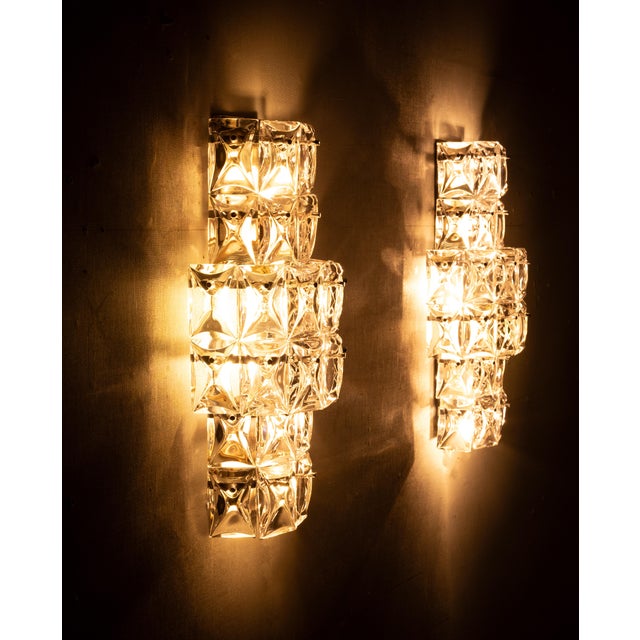 Large German Crystal Glass Wall Lamps from Kinkeldey, 1970s, Set of 2 For Sale - Image 8 of 14