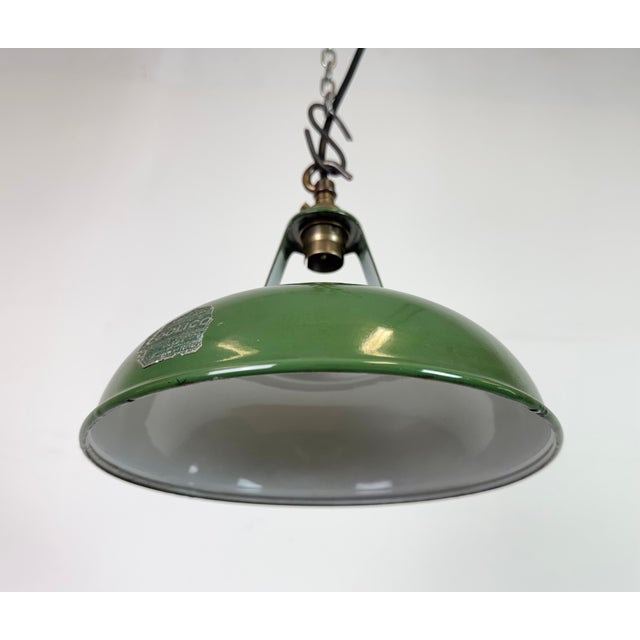 1950s Industrial Green Enamel Factory Pendant Lamp from Coolicon, 1950s For Sale - Image 5 of 18