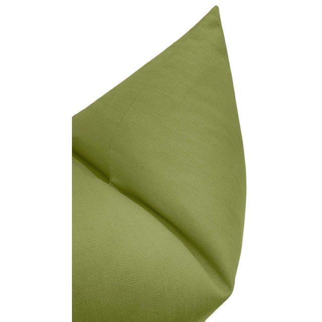 22" Olive Classic Linen Pillows - A Pair For Sale - Image 4 of 4