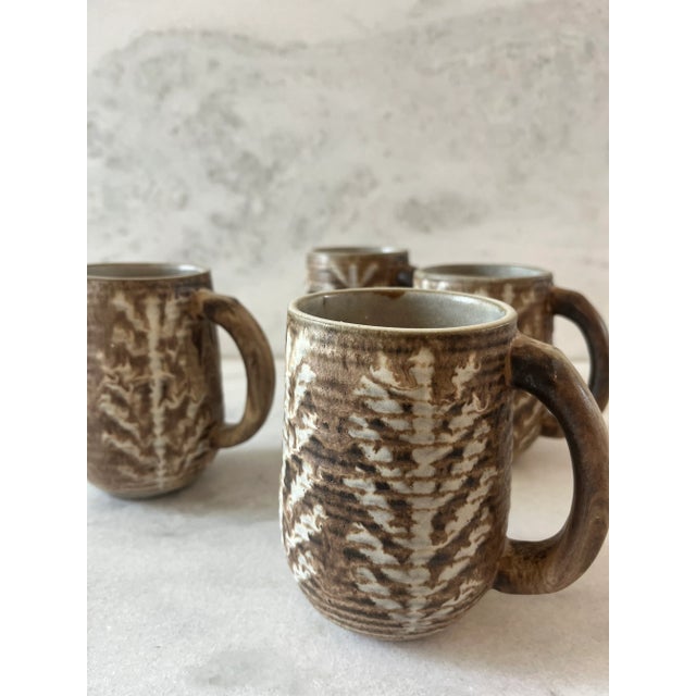 Mid-Century Modern Set of 4 Mid Century Ceramic Glazed Stoneware Coffee Mugs by Design Technics For Sale - Image 3 of 13