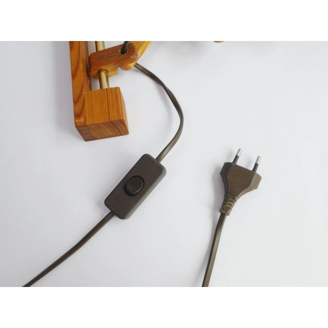 1970s Vintage Scandinavian Extendable Accordion Wooden Lamp with Fabric Shade, 1970s For Sale - Image 5 of 10