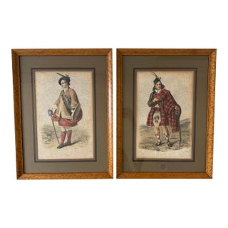 Pair of Framed Hand Colored Lithographs of "The Clans of the Scottish Highlands" by Robert Ronald McIan For Sale