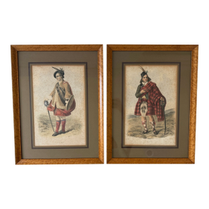 Pair of Framed Hand Colored Lithographs of "The Clans of the Scottish Highlands" by Robert Ronald McIan
