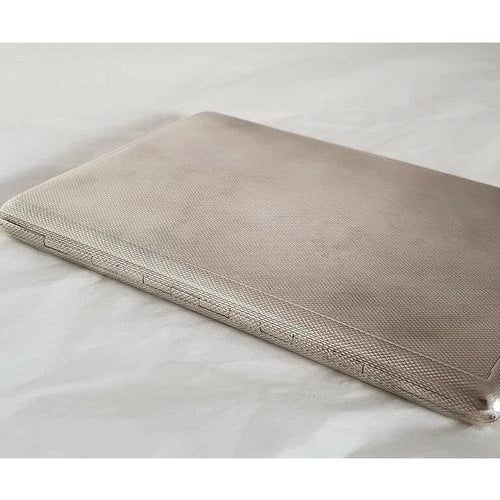 George VI Turned Sterling Silver Engine Cigarette Case by W. H. Manton, 1945 For Sale - Image 11 of 13