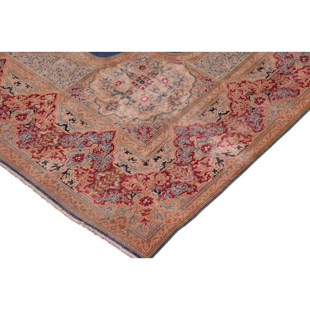Shabby Chic 1990's Vintage Blue/Pink Wool Rug - 9'10'' X 13'9'' For Sale - Image 4 of 10